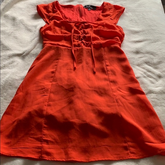 Lulus Dresses & Skirts - Lulu’s red orange lace up sundress